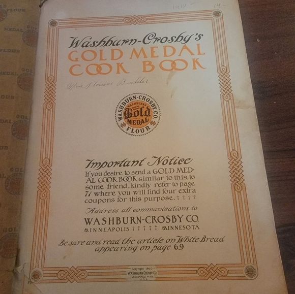 Vtg 1910 Gold Medal Flour Cook Book - Picture 5 of 7